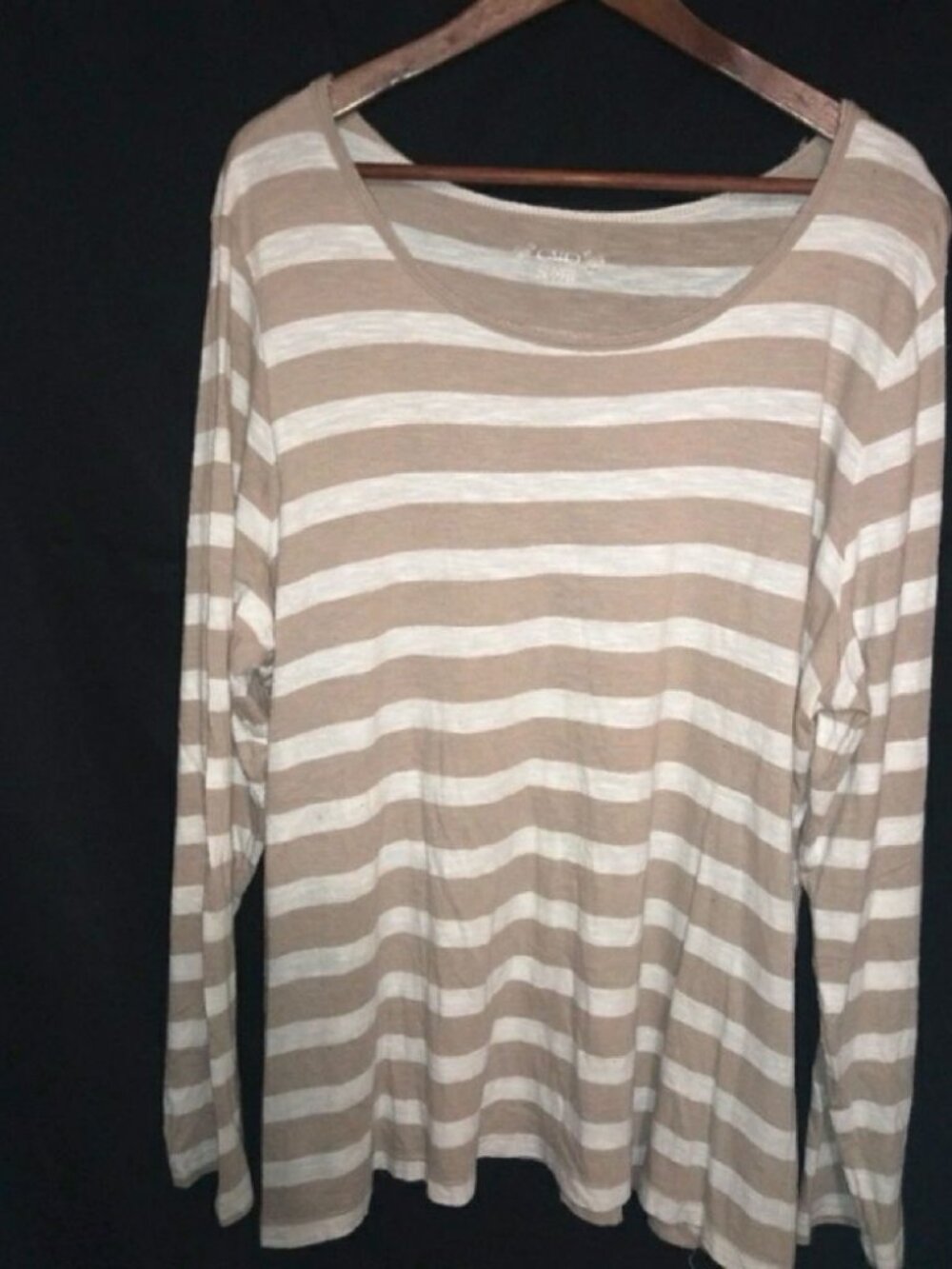 Cato 26/28 Beige Striped Boat Neck Pullover Knit Top Plus